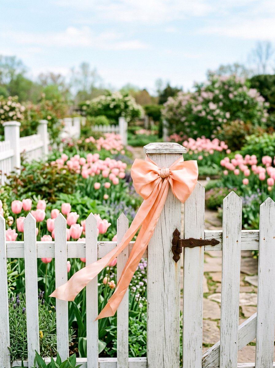 Ribbon Bow On Garden Gate - 25 Spring Front Gate Decor Ideas