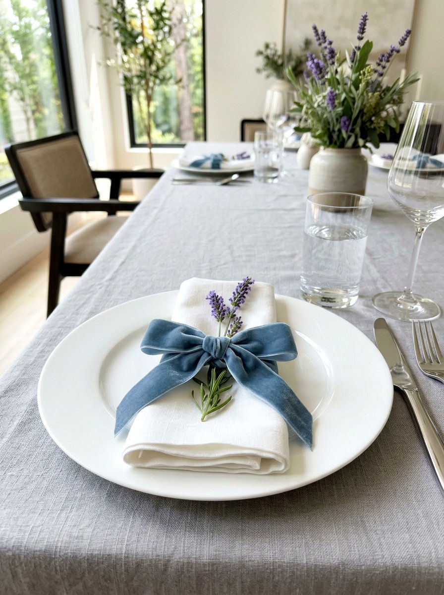 Ribbon Tied Napkin - 25 Spring Tea Party Table Ideas