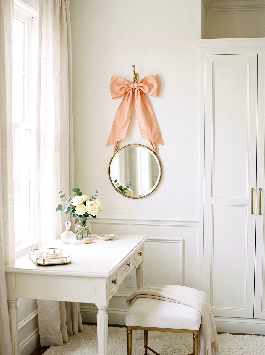 Ribbon mirror hanging - 25 Spring Mirror Decor Ideas