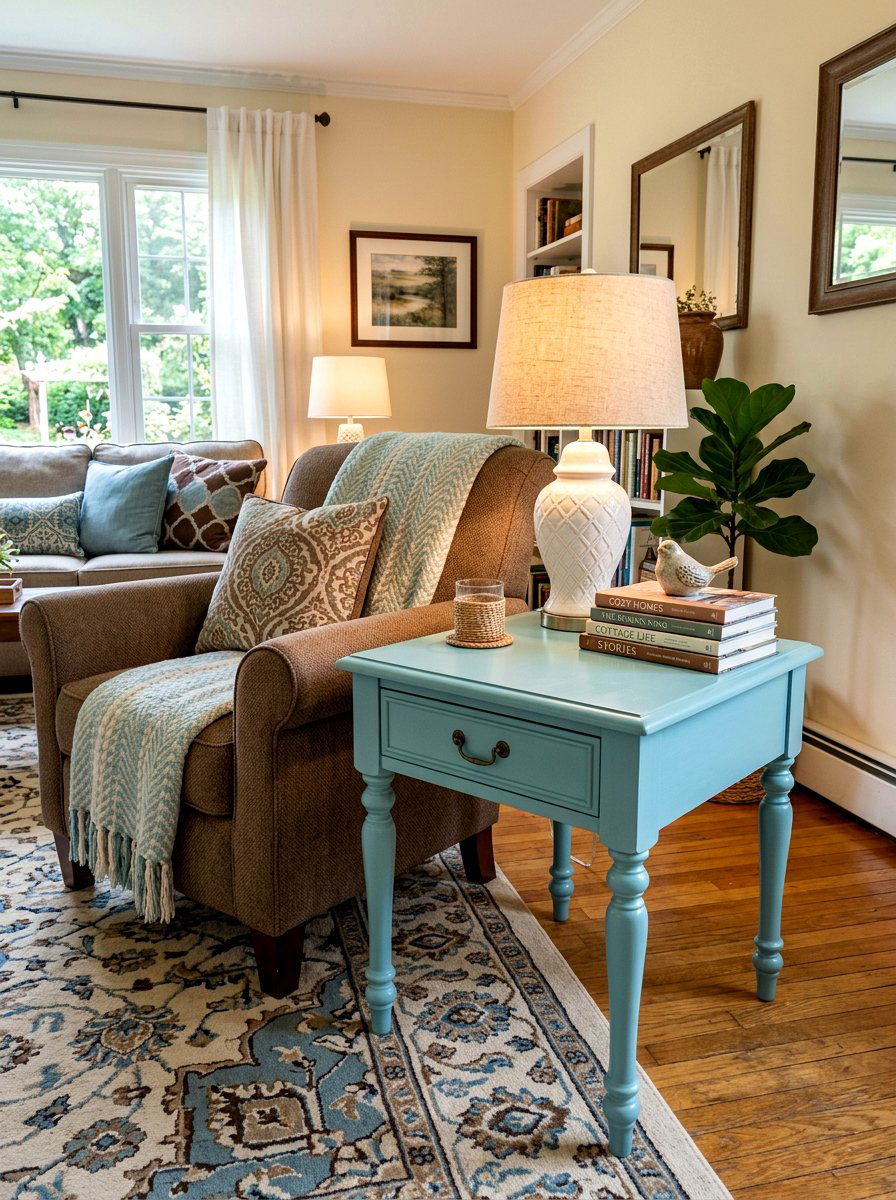 Robin Egg Blue End Table - 25 Spring Painted Furniture Ideas