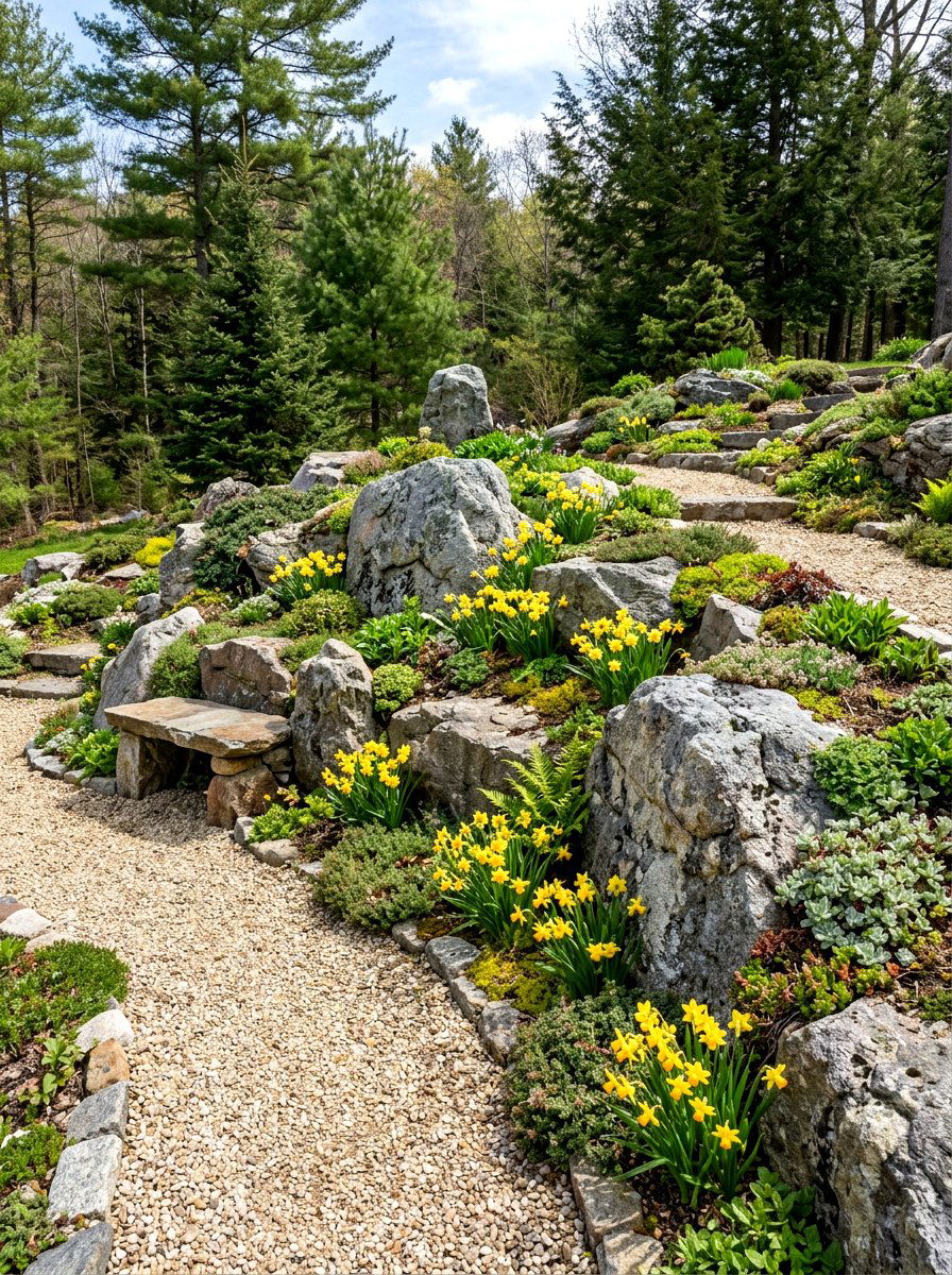 Rock Garden Accent - 25 Spring Daffodil Garden Ideas