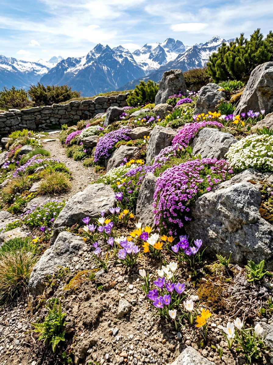 Rock Garden With Spring Flowers - 25 Spring Flower Bed Ideas