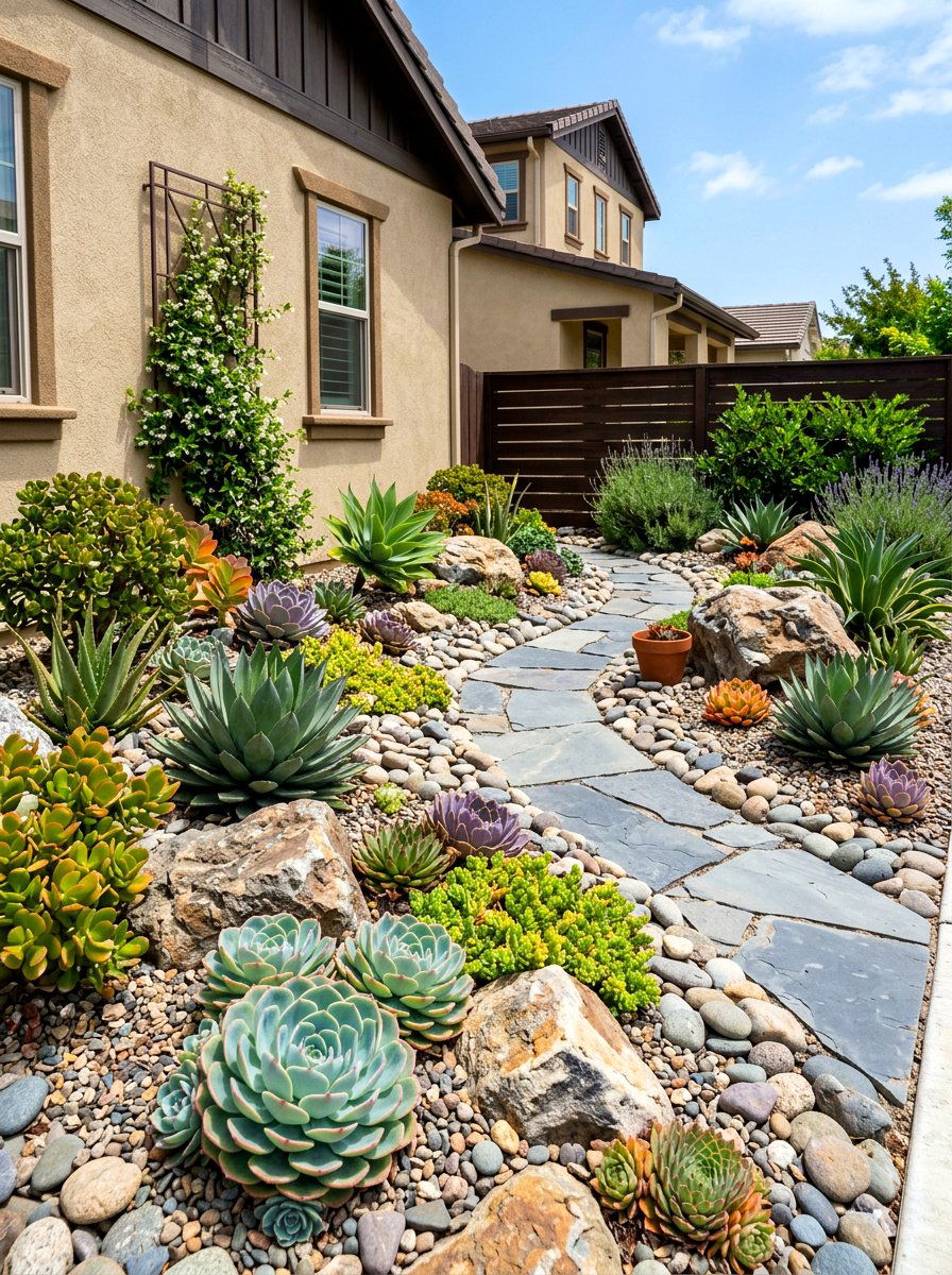 Rock Succulent Garden - 25 Spring Side Yard Decor Ideas