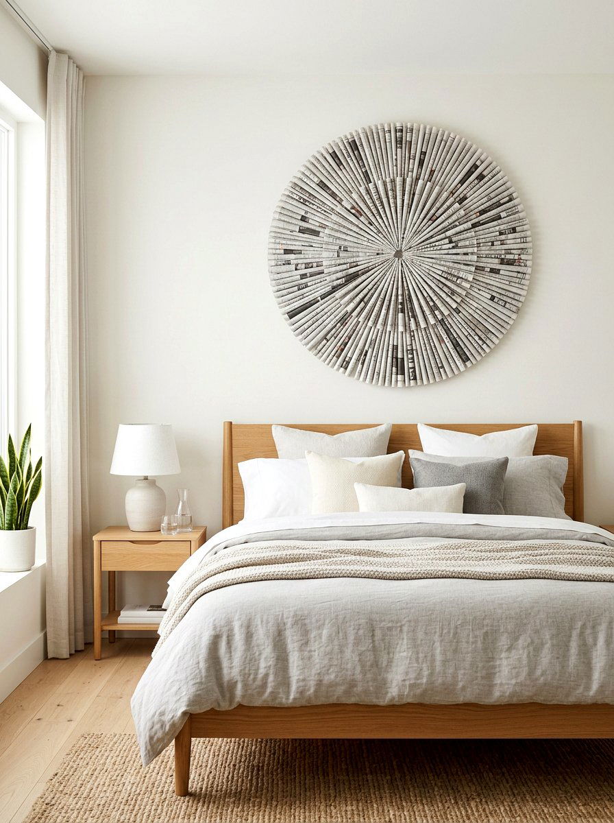 Rolled newspaper wall art - 25 Spring Recycled Decor Ideas