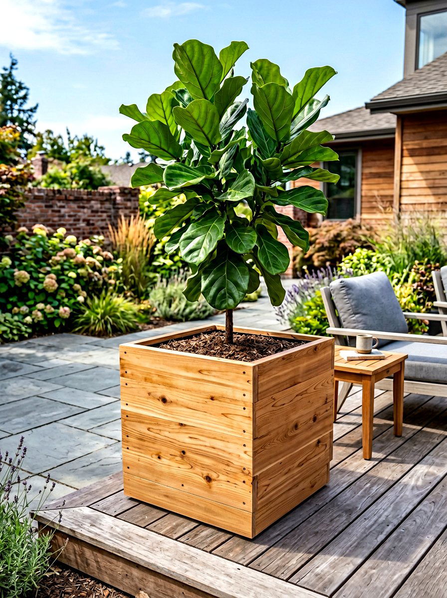 Rolling Wood Planter Box - 25 Spring Wooden Planter Ideas