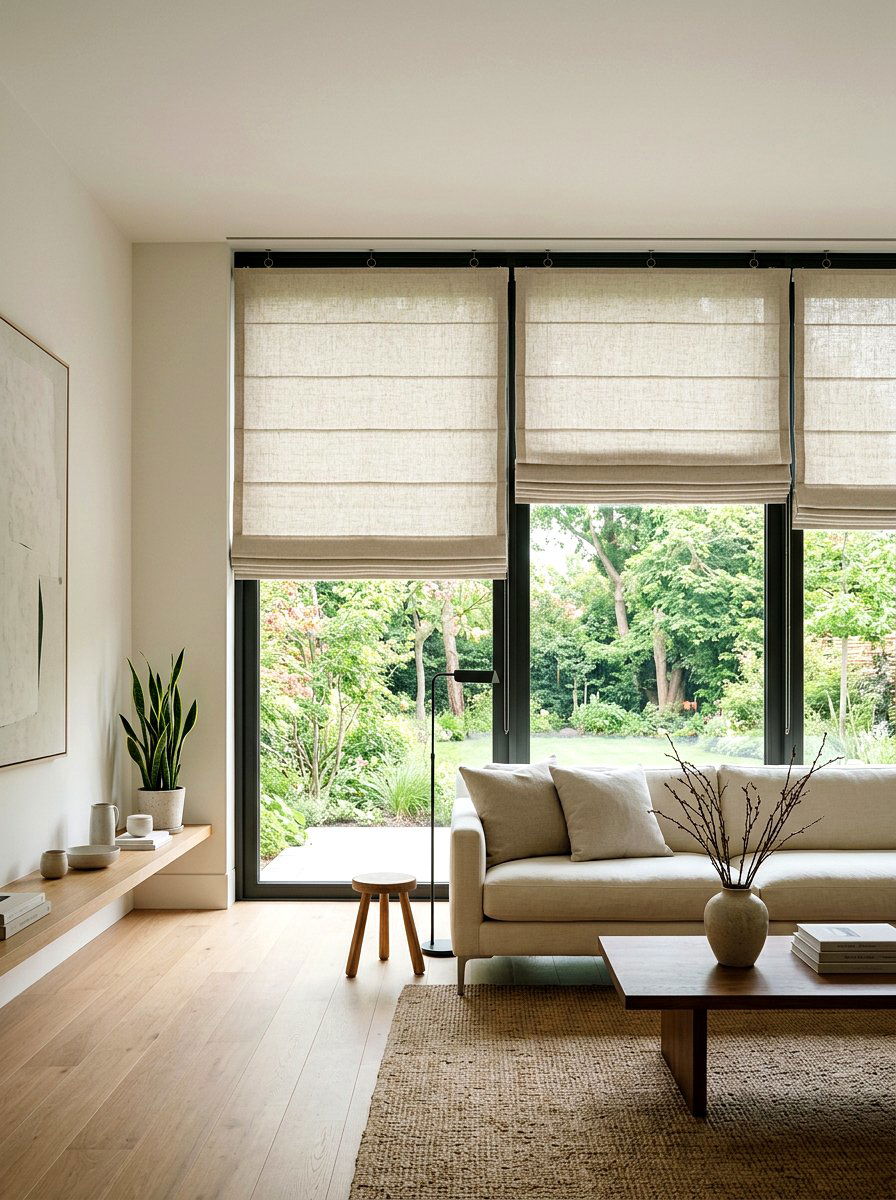 Roman Shades - 25 Spring Living Room Curtain Ideas