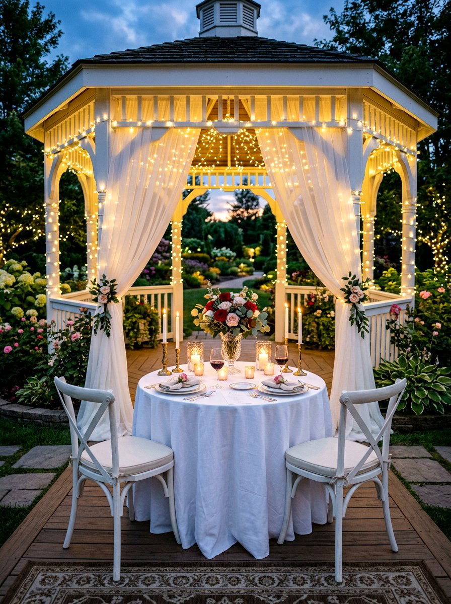 Romantic Gazebo Table - 25 Spring Gazebo Table Decor Ideas