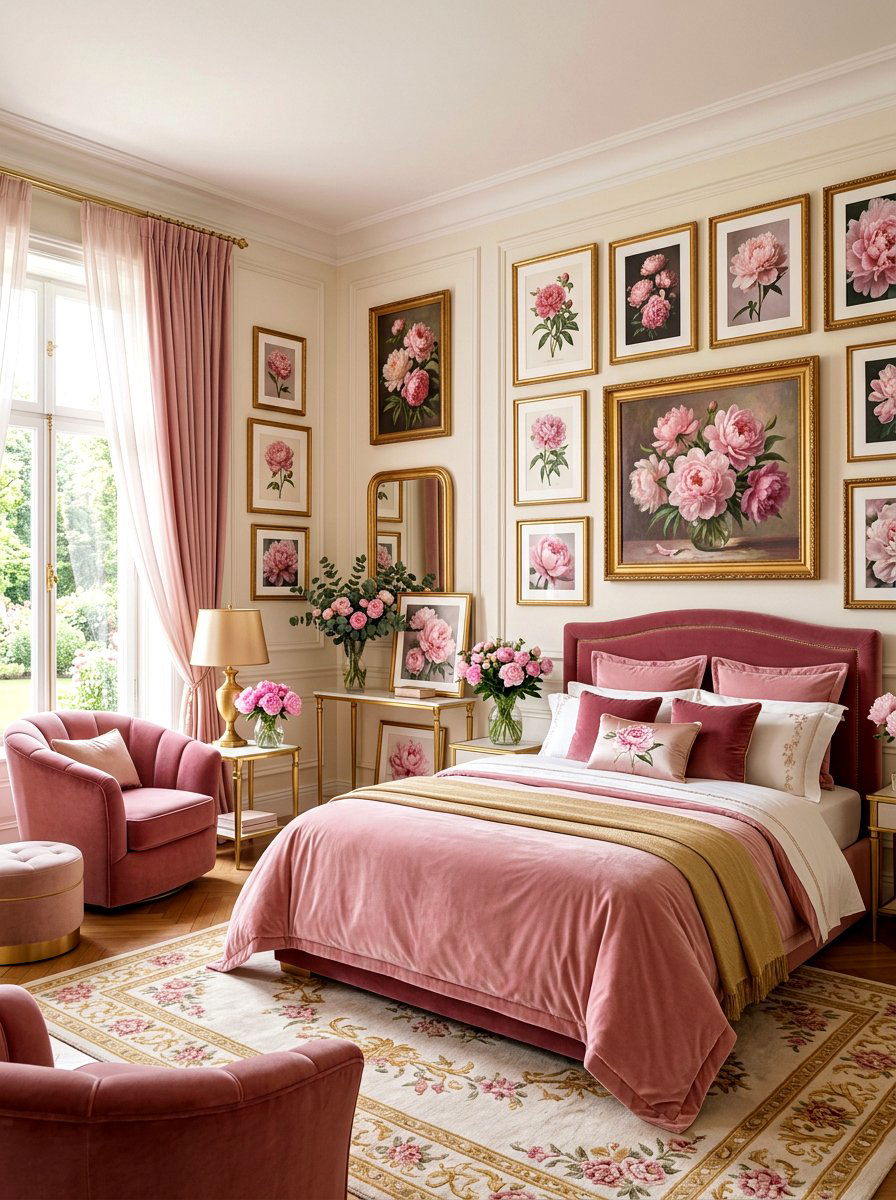 Romantic Peony Art Gallery - 25 Spring Gallery Wall Ideas