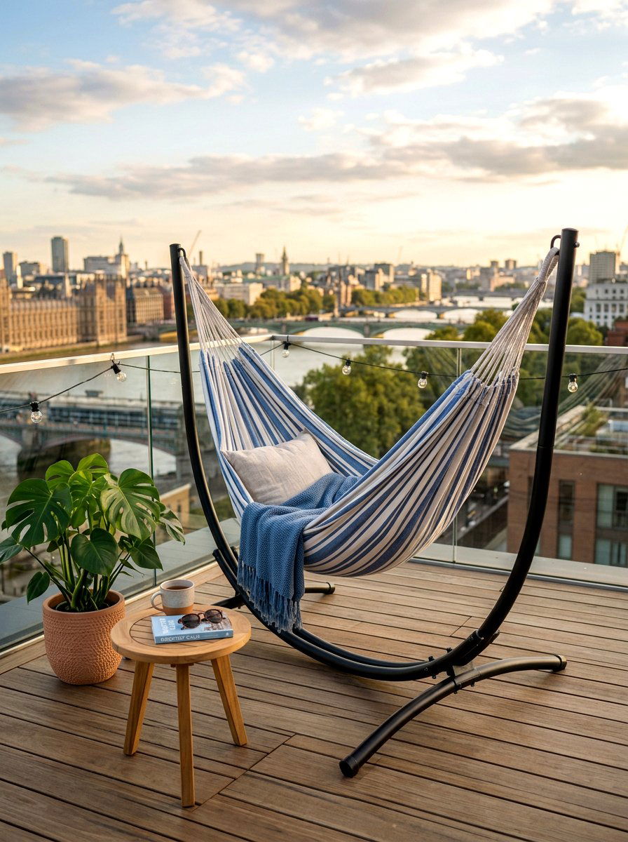 Rooftop Hammock Stand - 25 Spring Rooftop Decor Ideas