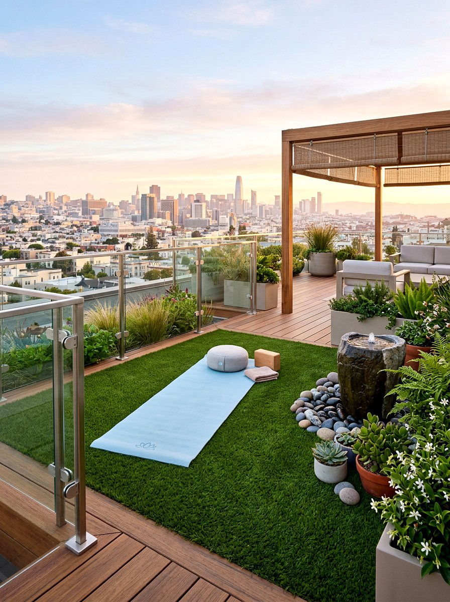 Rooftop Yoga Space - 25 Spring Rooftop Decor Ideas