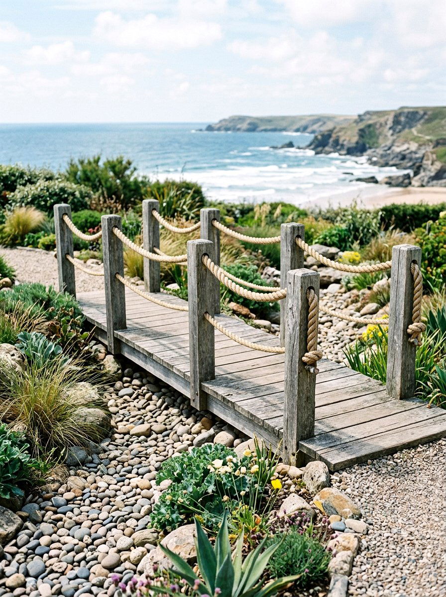 Rope Handle Garden Bridge - 25 Spring Garden Bridge Decor Ideas