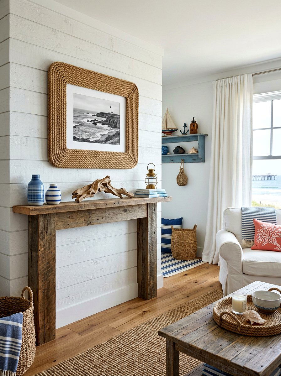 Rope Wrapped Picture Frame - 25 Spring Picture Frame Craft Ideas