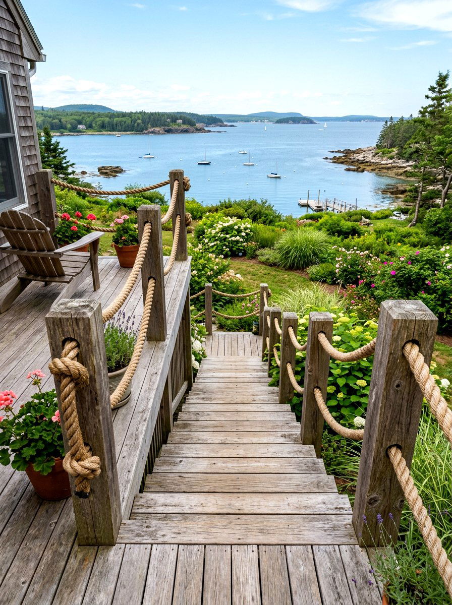 Rope railings - 25 Spring Deck Staircase Decor Ideas