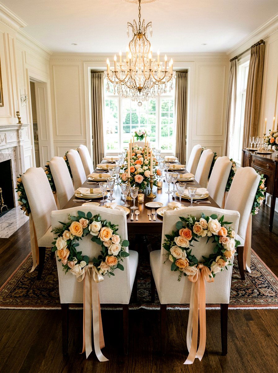 Rose Chair Wreath - 25 Spring Chair Back Wreath Ideas