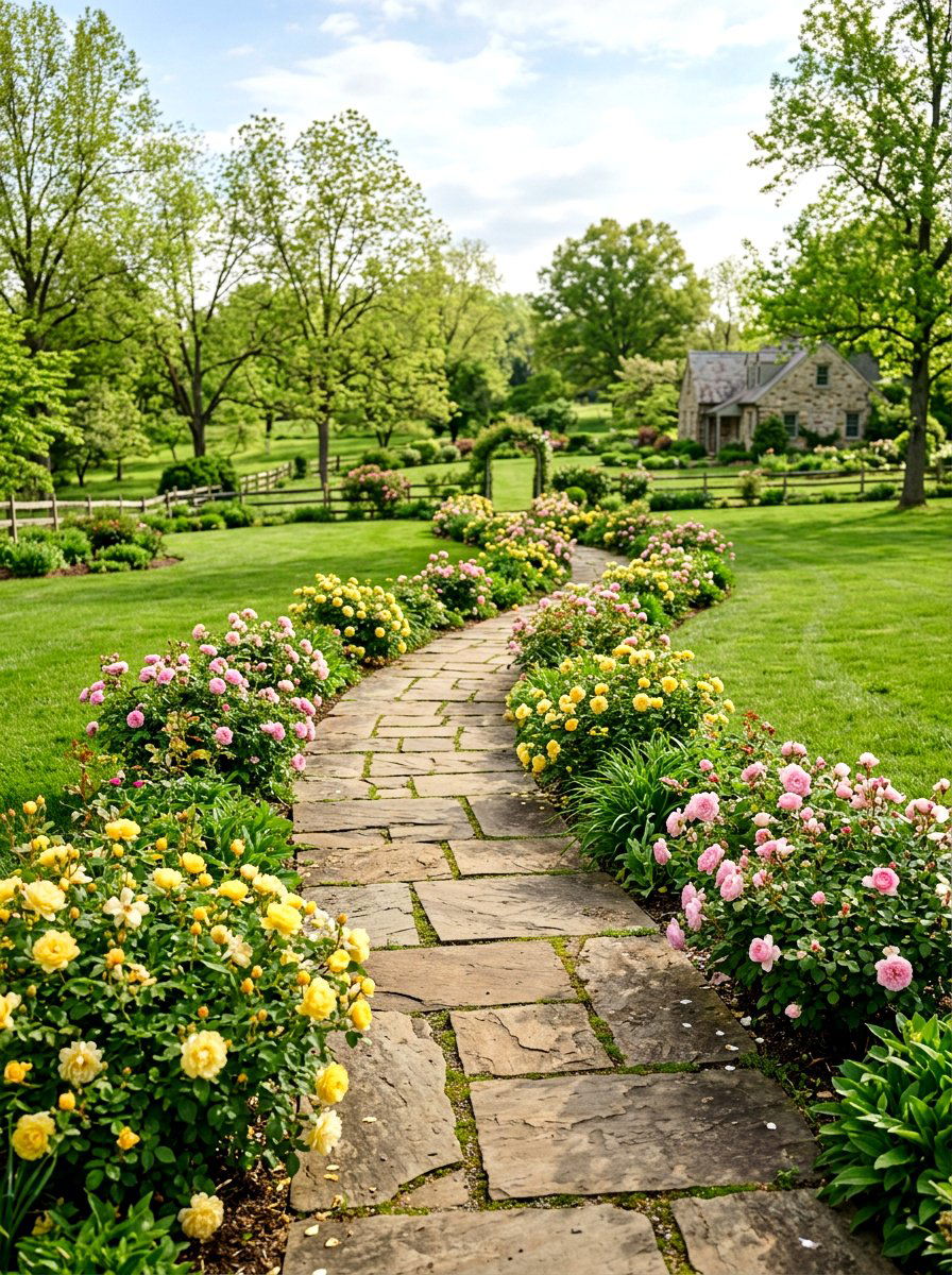 Rose Garden Stone Walkway - 25 Spring Rose Garden Ideas