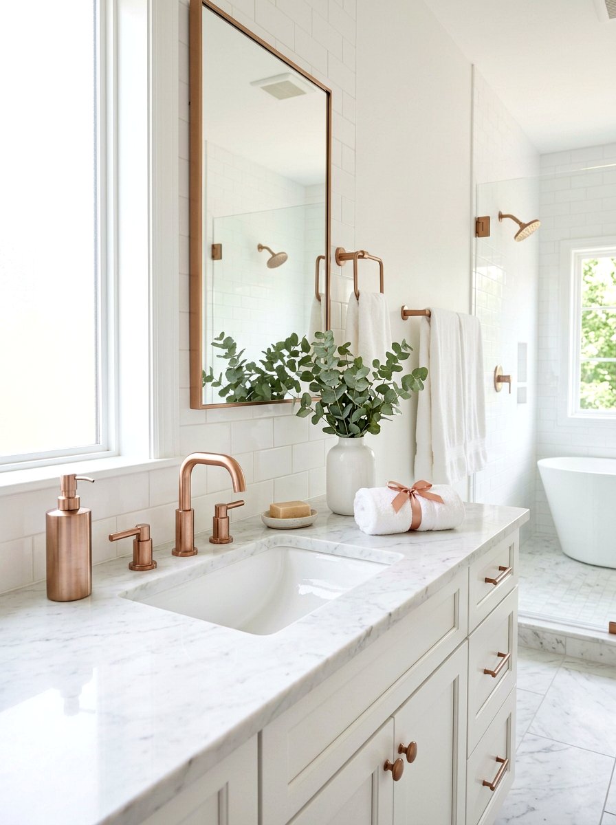 Rose Gold Bathroom Accents - 25 Spring Rose Gold Decor Ideas
