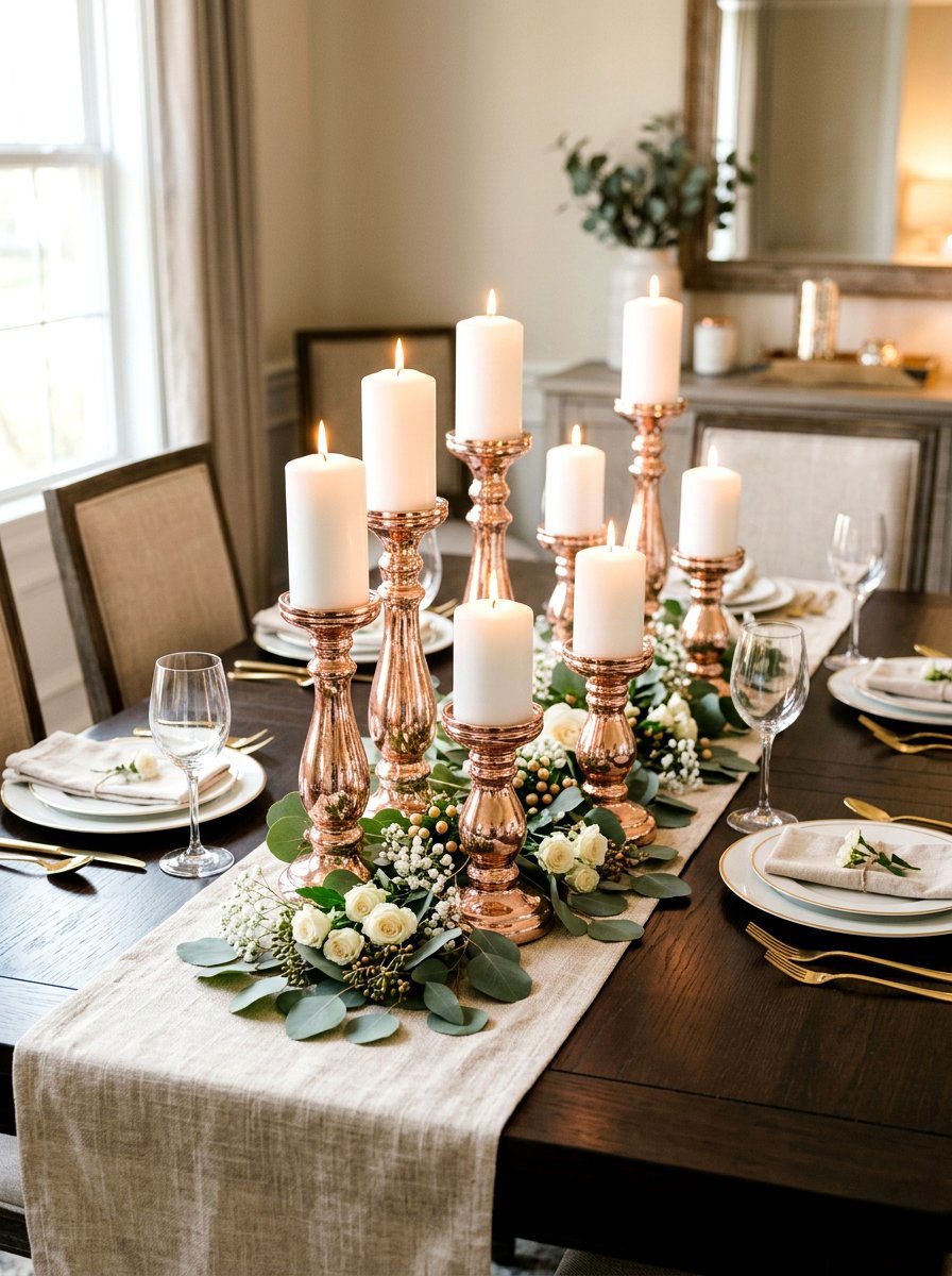 Rose Gold Candle Arrangement - 25 Spring Rose Gold Decor Ideas
