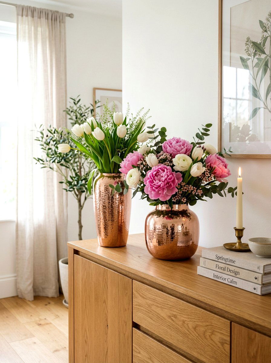 Rose Gold Flower Vases - 25 Spring Rose Gold Decor Ideas