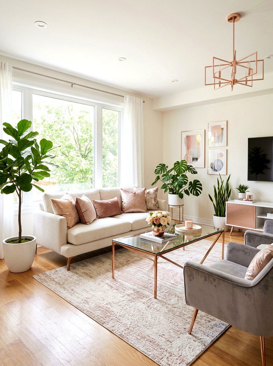 Rose Gold Living Room Decor - 25 Spring Rose Gold Decor Ideas
