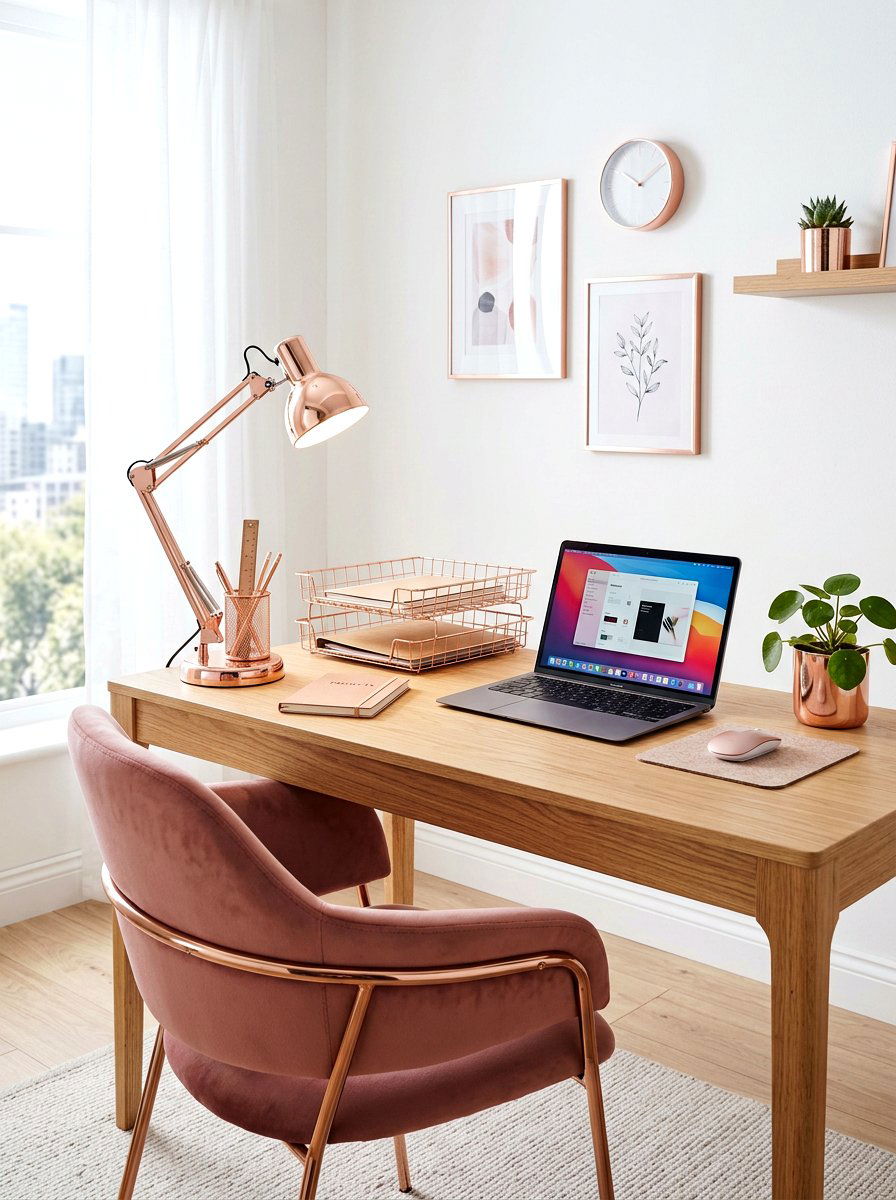 Rose Gold Office Decor - 25 Spring Rose Gold Decor Ideas