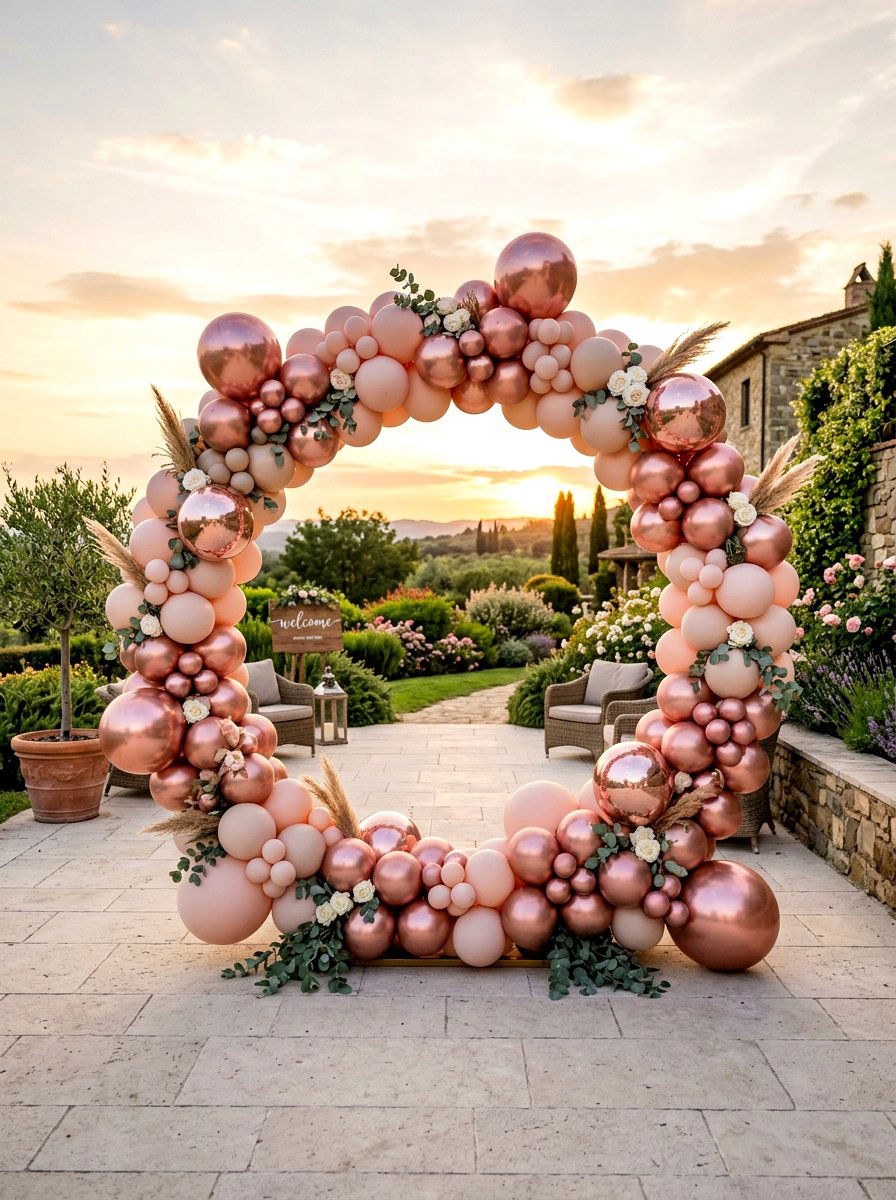 Rose Gold Spring Balloon Arch - 25 Spring Balloon Arch Ideas for Party