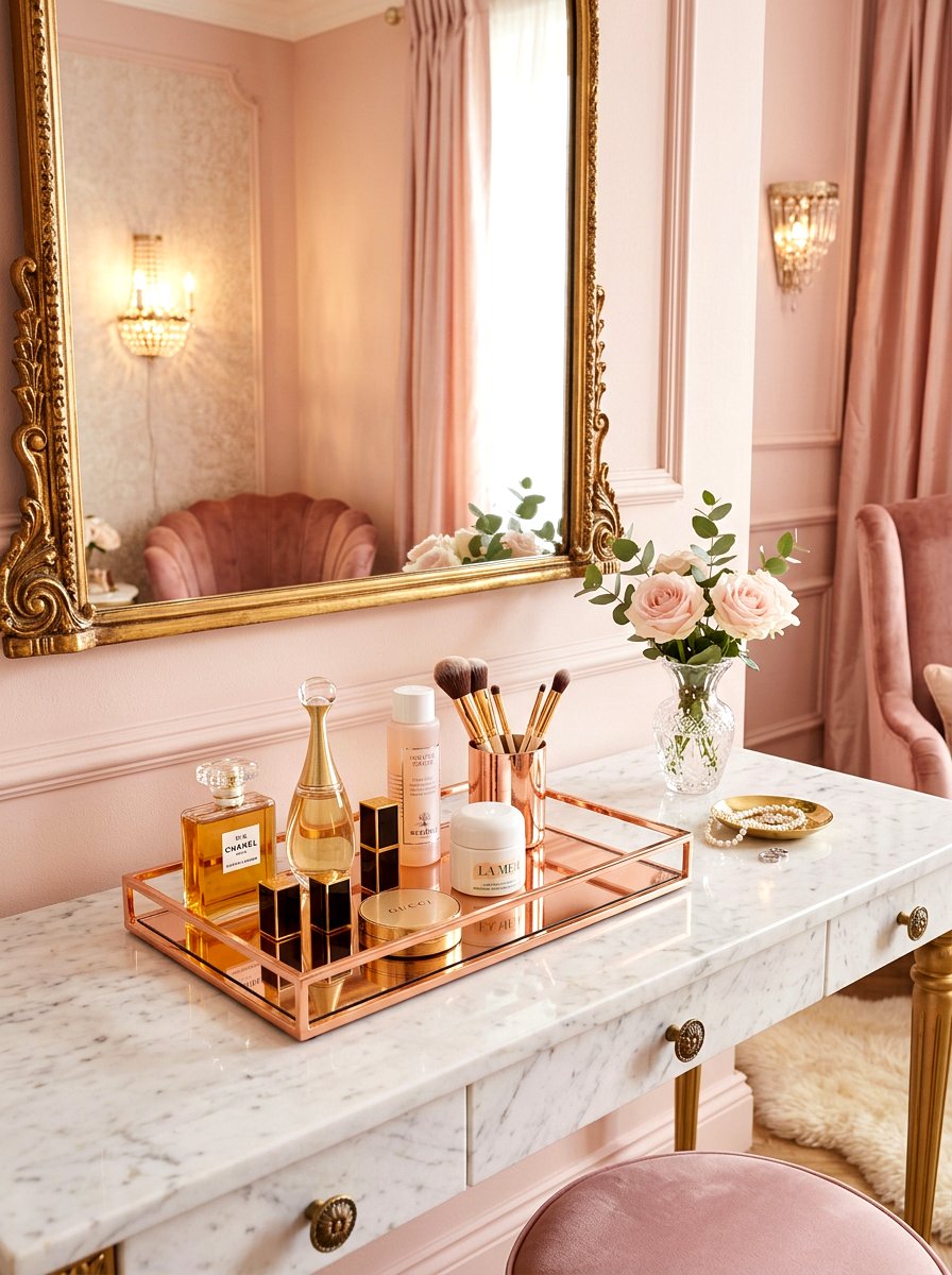 Rose Gold Tray - 25 Spring Vanity Tray Ideas