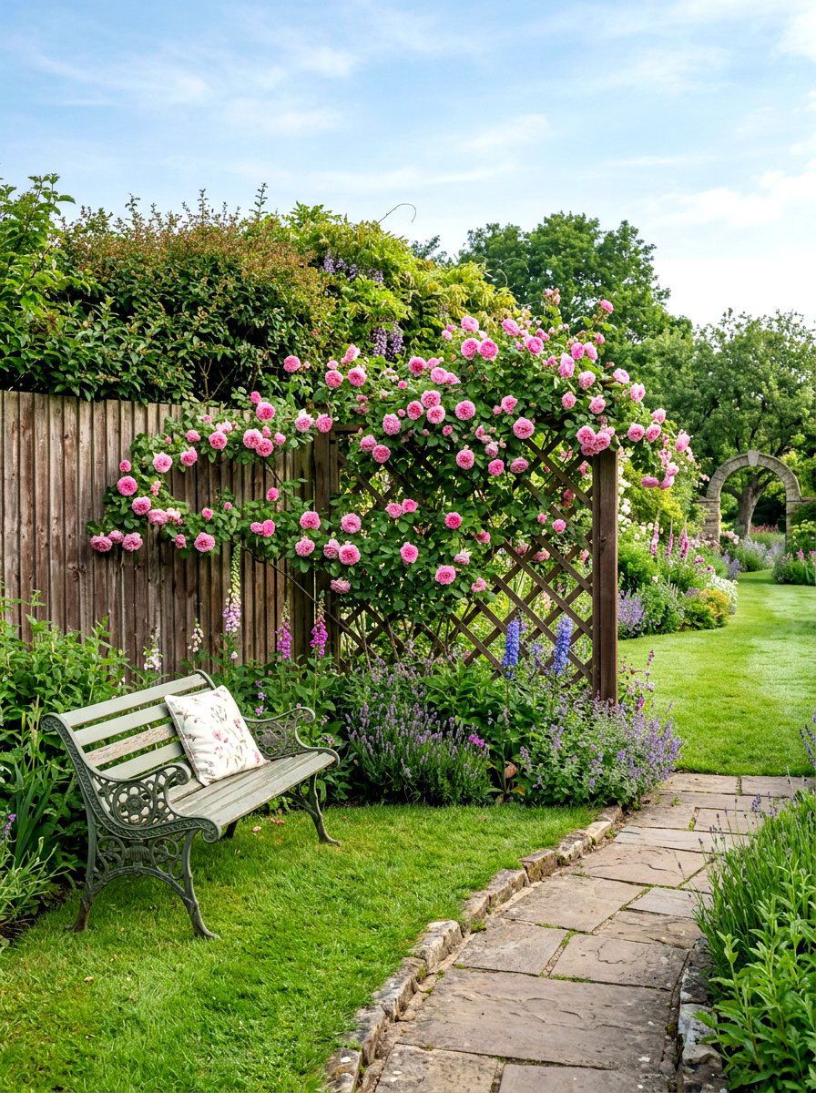 Rose Trellis - 25 Spring Fence Decor Ideas
