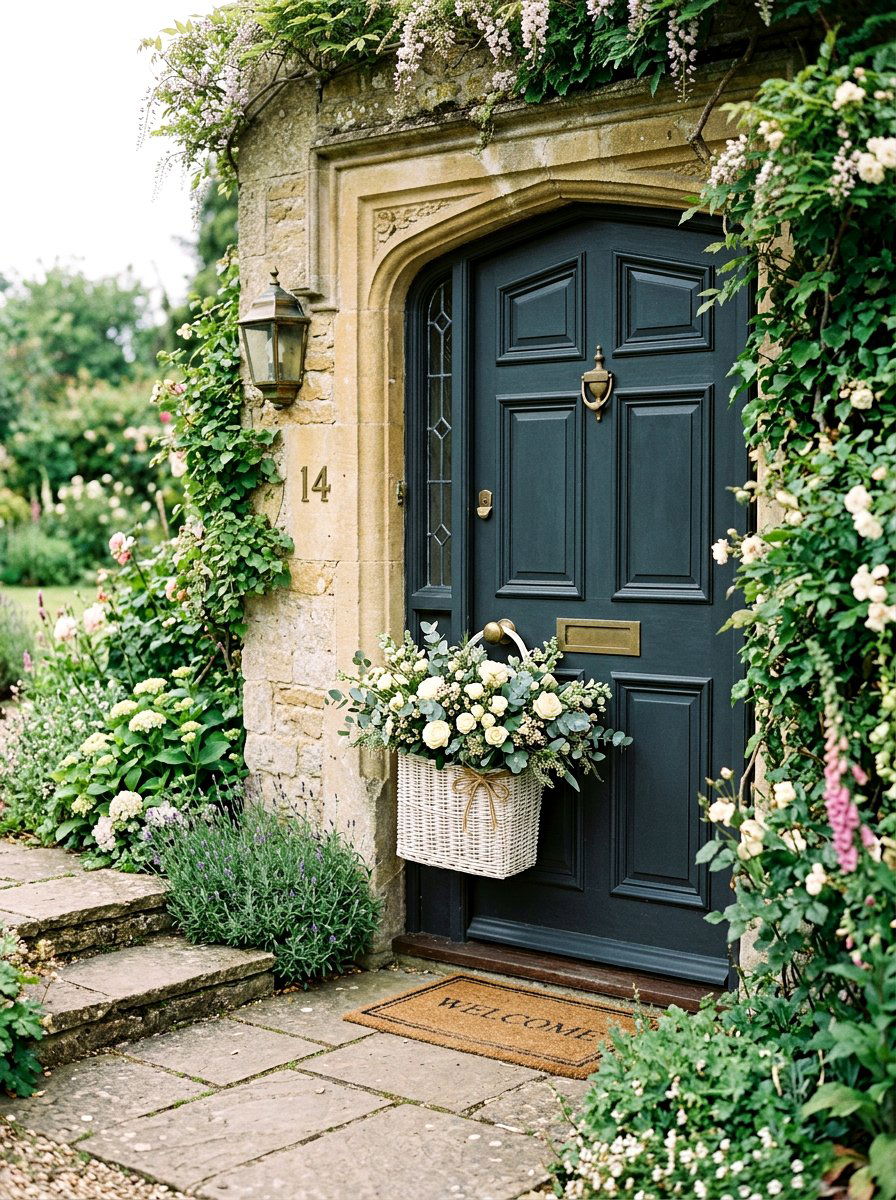 Rose door basket - 25 Spring Hanging Basket Door Ideas