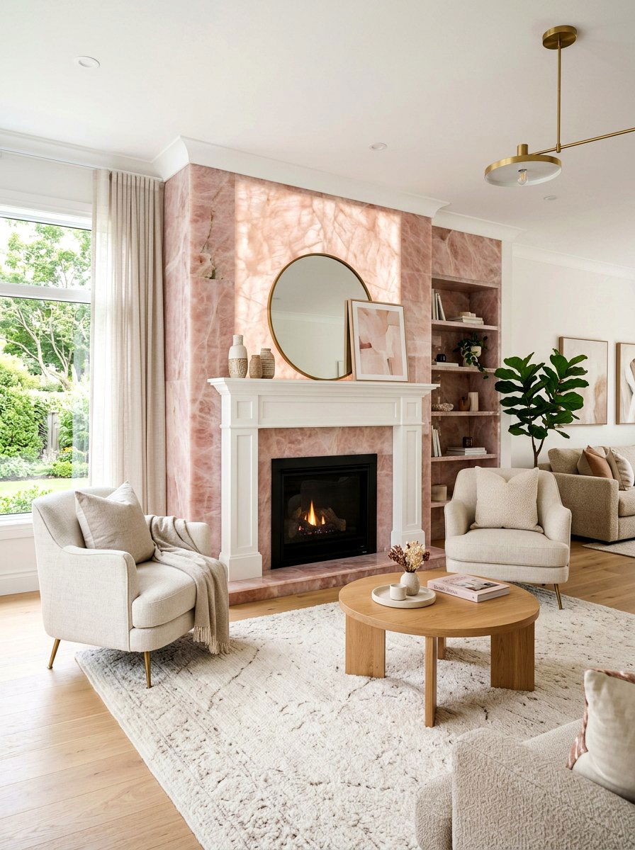 Rose quartz fireplace room - 25 Spring Pastel Color Palette Ideas