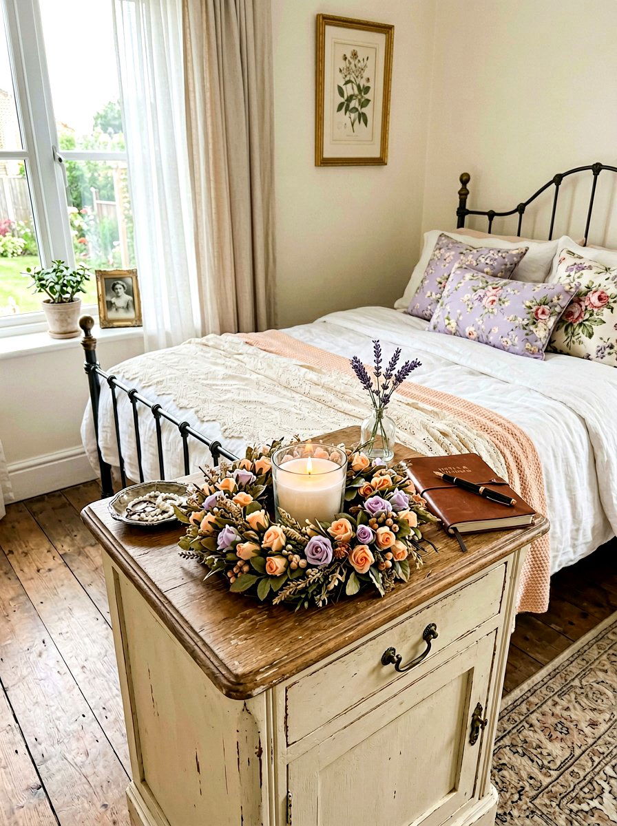 Rosebud candle ring - 25 Spring Candle Wreath Ideas