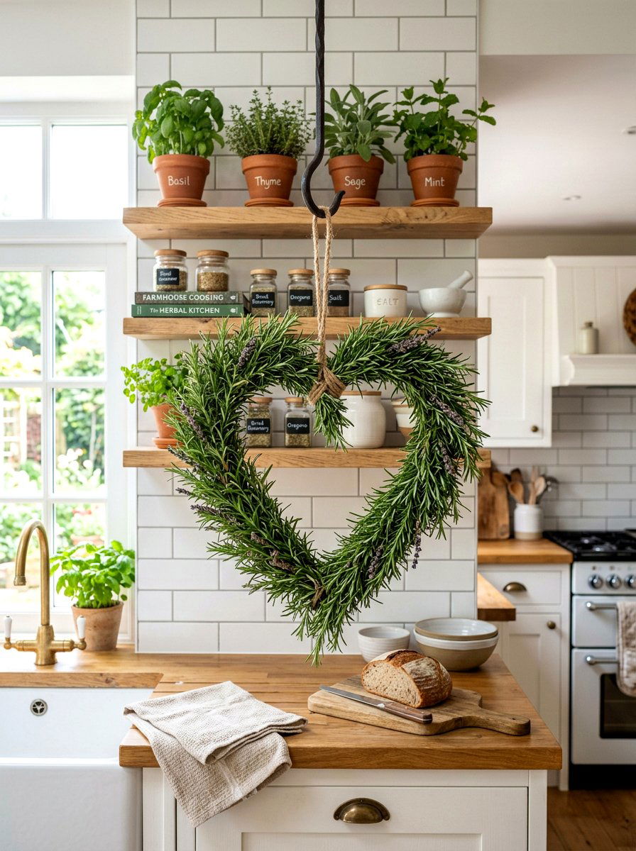 Rosemary Heart Wreath - 25 Spring Heart Wreath Ideas