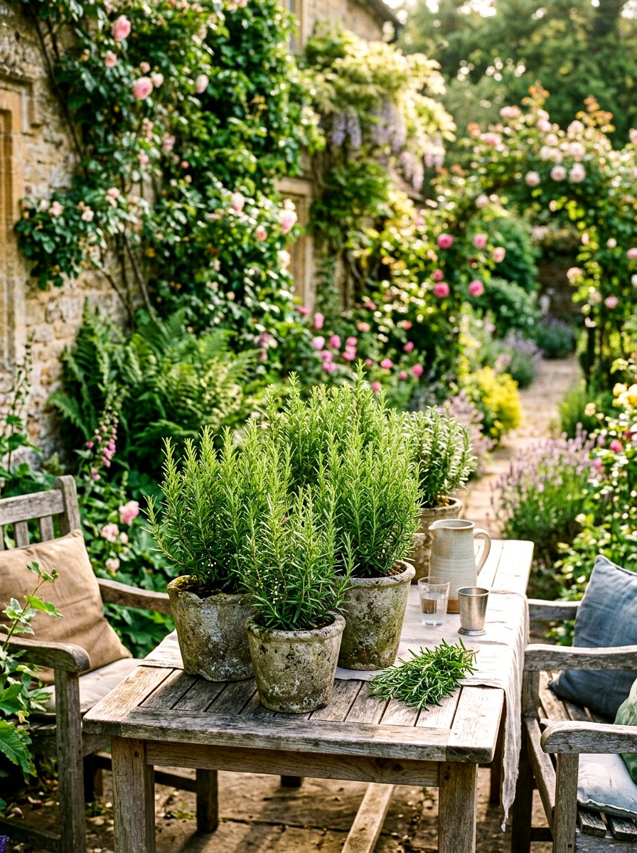 Rosemary Potted Display - 25 Spring Greenery Centerpiece Ideas