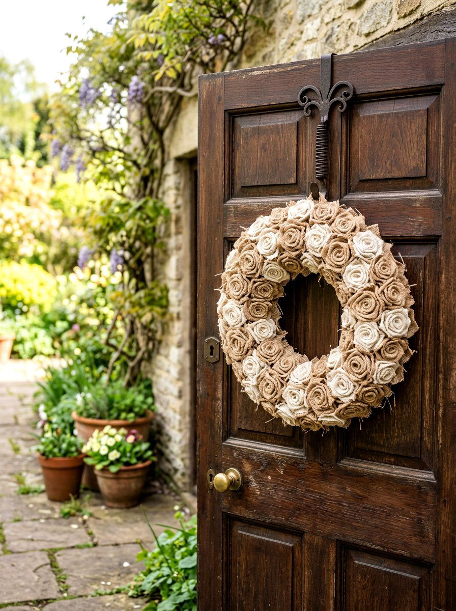 Rosette Burlap Wreath - 25 Spring Burlap Wreath Ideas