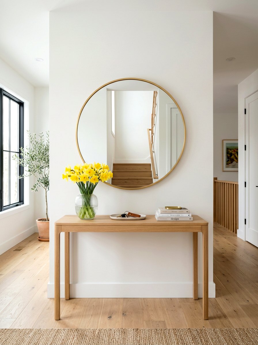 Round Gold Entryway Mirror - 25 Spring Entryway Mirror Ideas