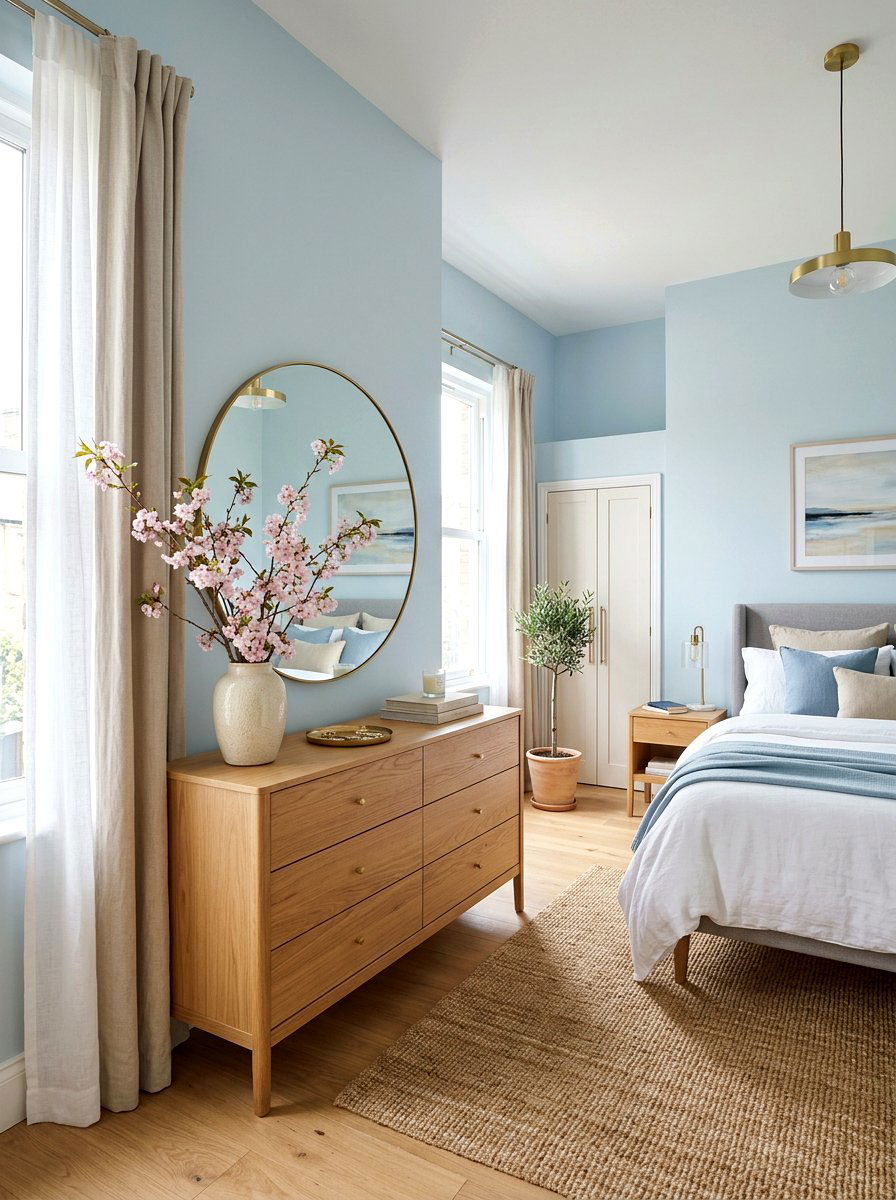 Round Mirror Over Dresser - 25 Spring Bedroom Mirror Ideas