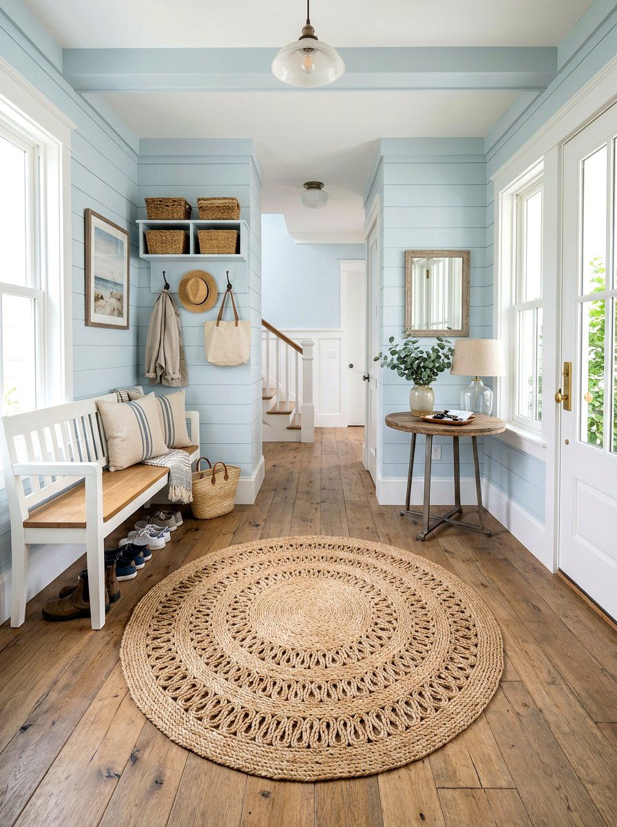 Round Rug Mudroom - 25 Spring Rug Ideas