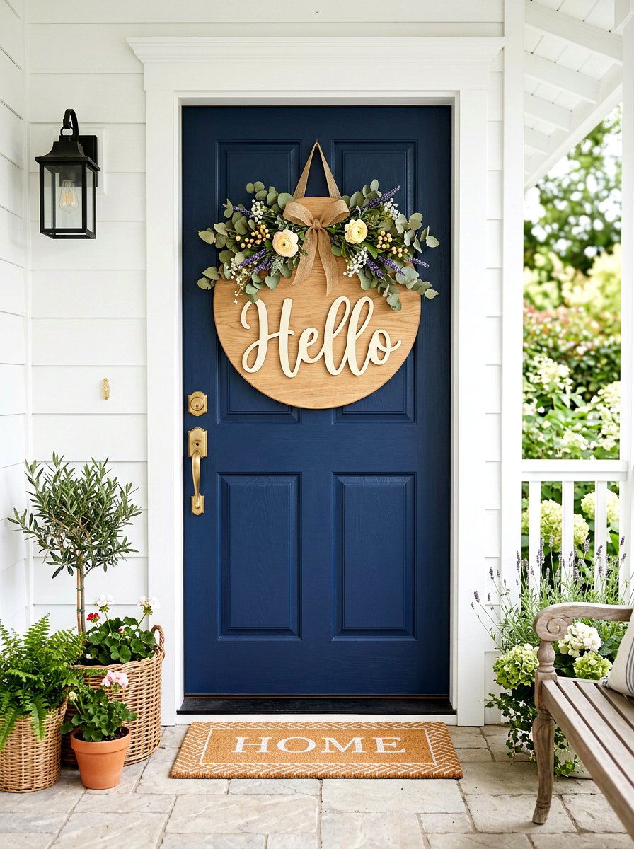 Round Spring Door Sign - 25 Spring Wooden Sign Ideas