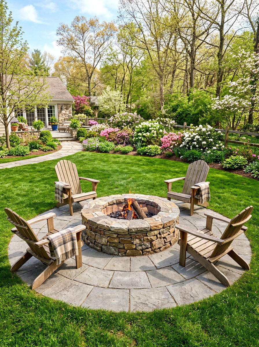 Round Stone Fire Pit Ring - 25 Spring Fire Pit Area Decor Ideas