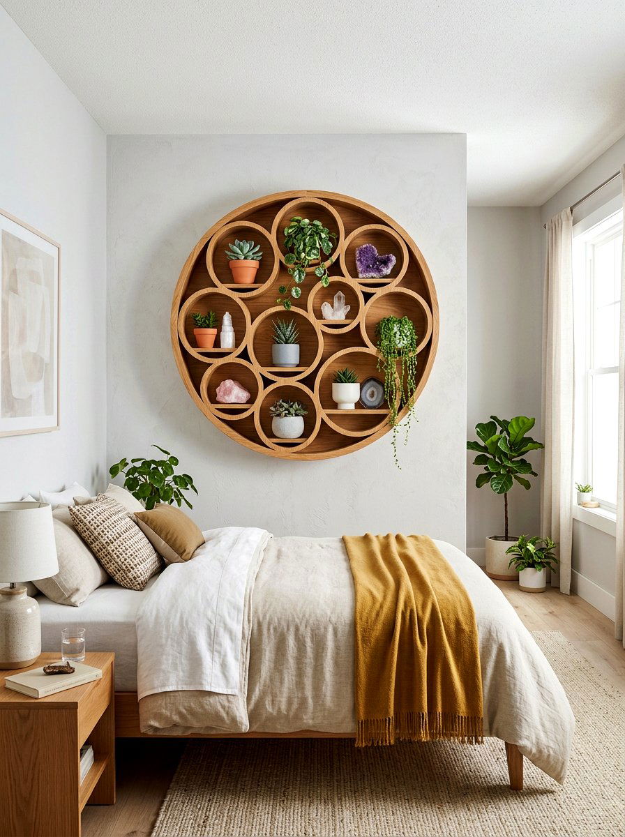 Round Wall Shelf - 25 Spring Bedroom Shelf Ideas