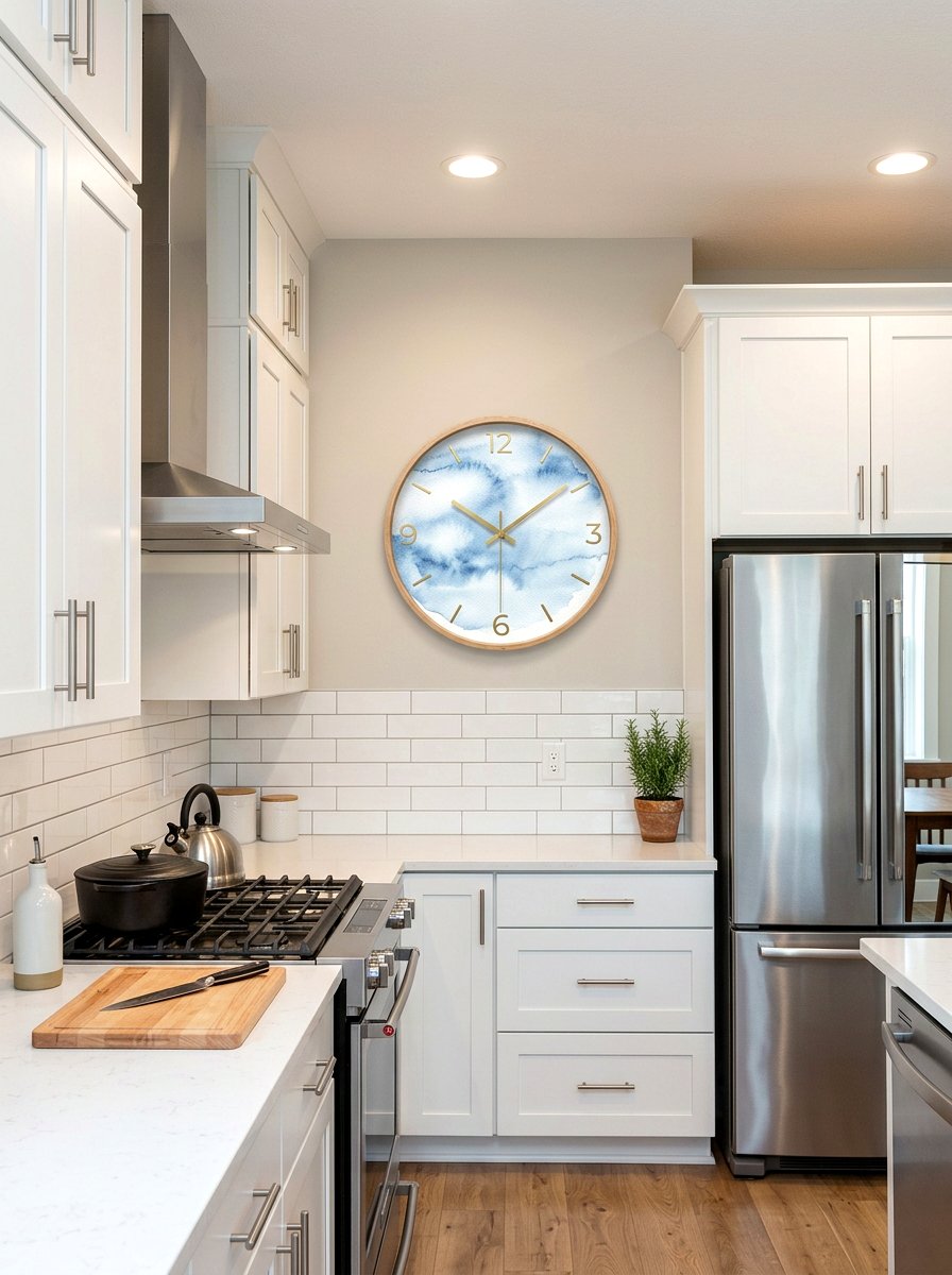 Round Watercolor Wall Clock - 25 Spring Watercolor Decor Ideas