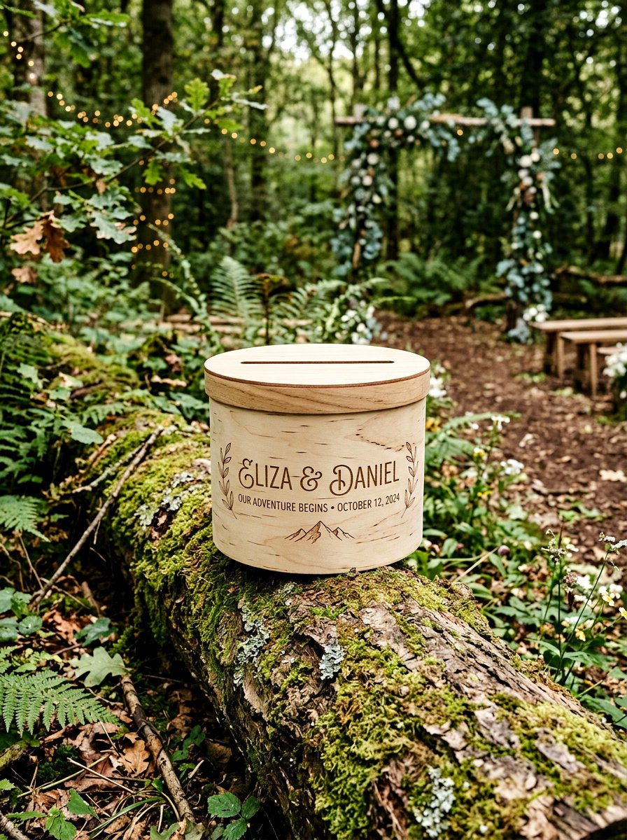 Round Wood Wedding Card Box - 25 Spring Wedding Card Box Ideas