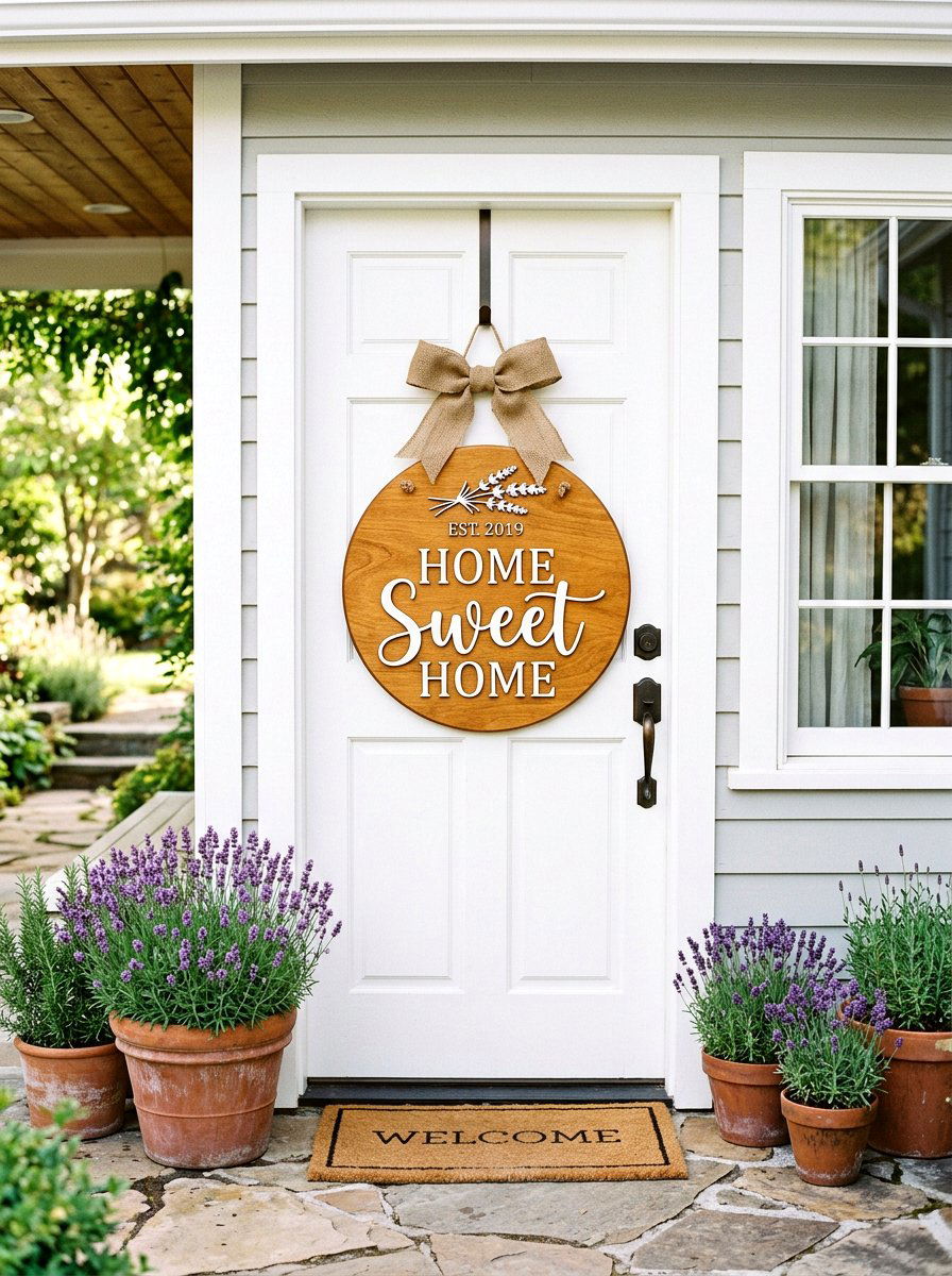 Round Wooden Sign - 25 Spring Outdoor Sign Ideas