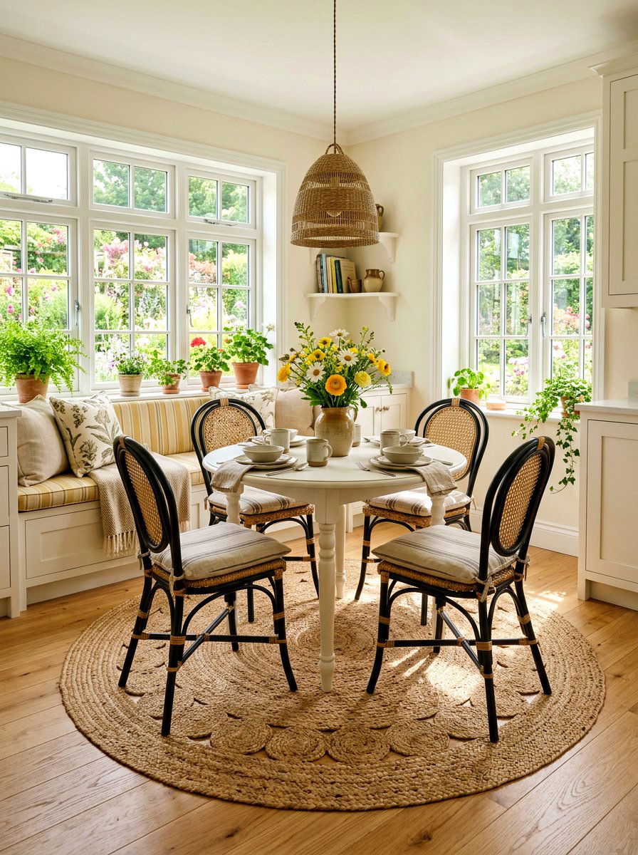 Round Woven Rug - 25 Spring Dining Room Rug Ideas