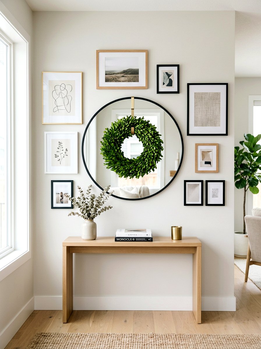 Round mirror wreath - 25 Spring Mirror Decor Ideas