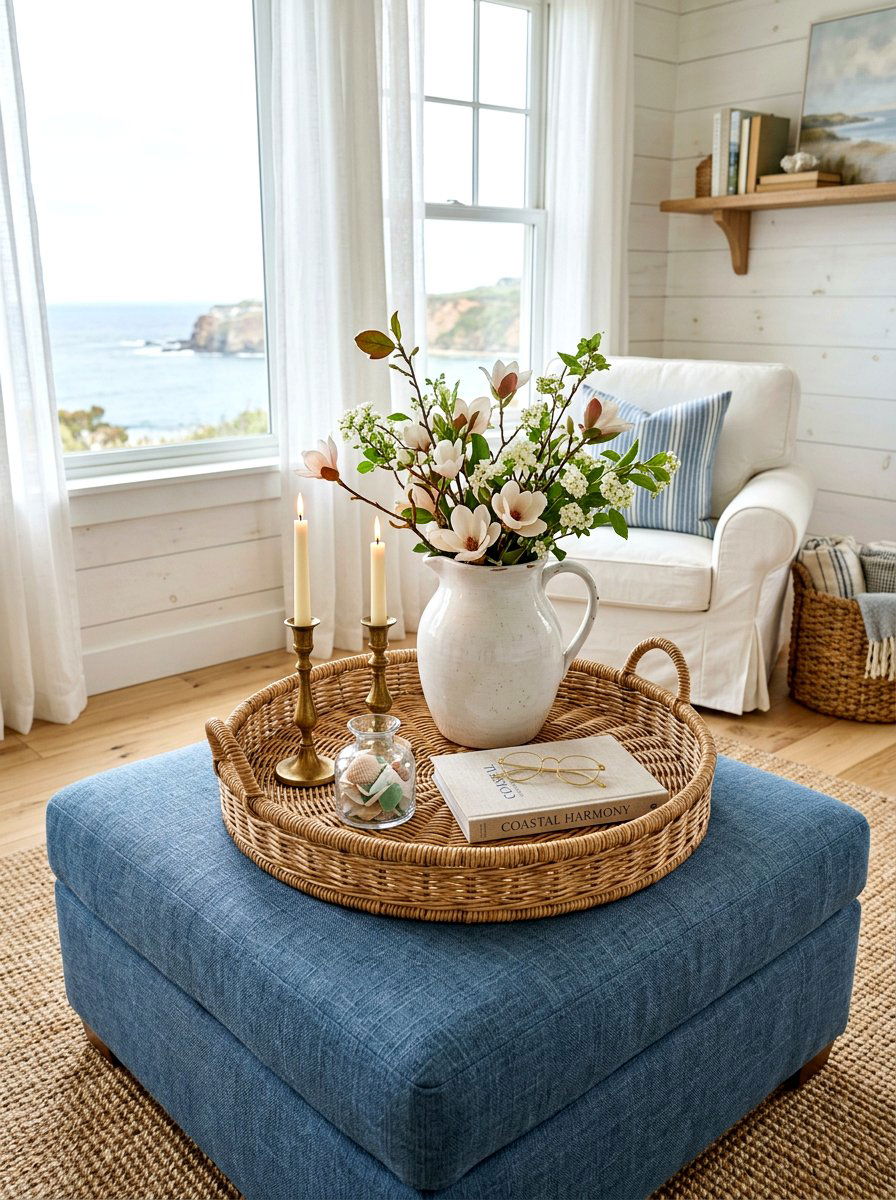 Round wicker tray - 25 Spring Vintage Tray Decor Ideas