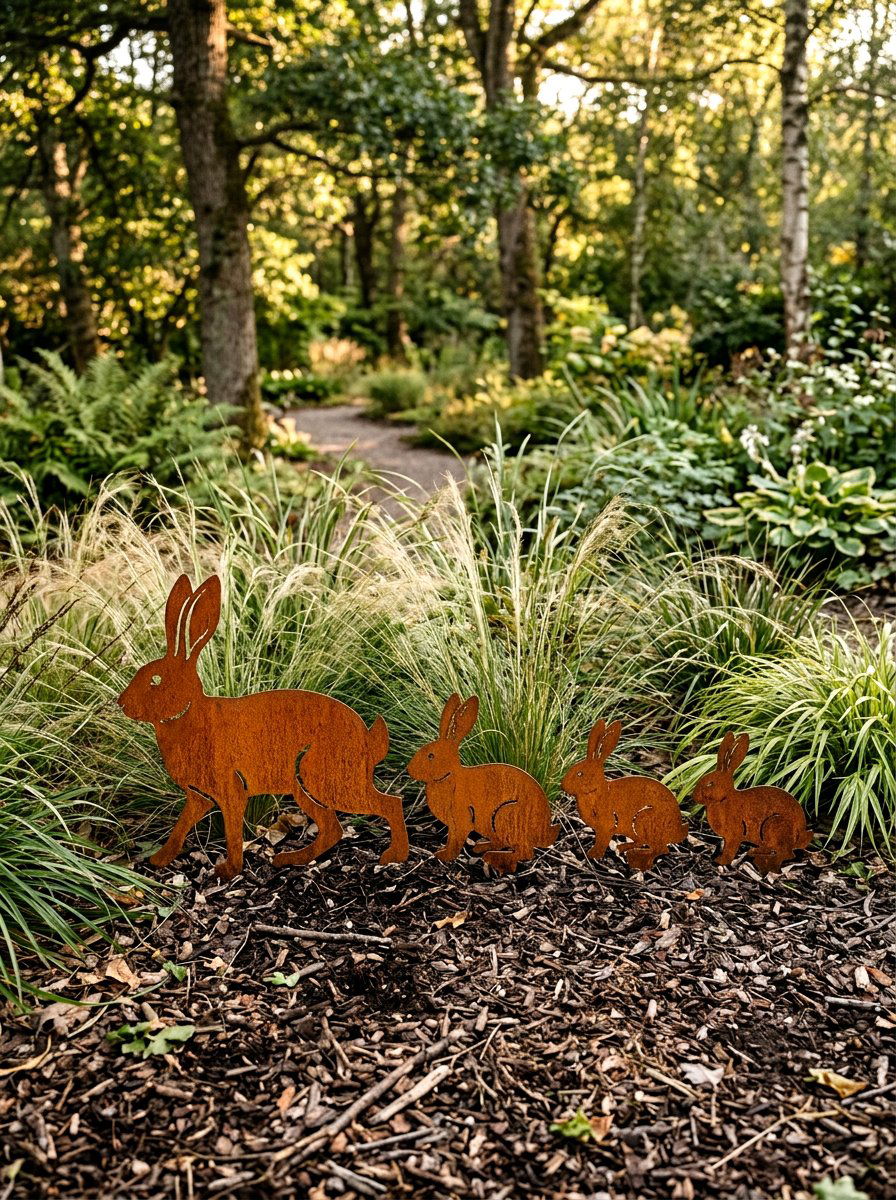 Rusted Metal Animal Silhouettes - 25 Spring Metal Garden Decor Ideas