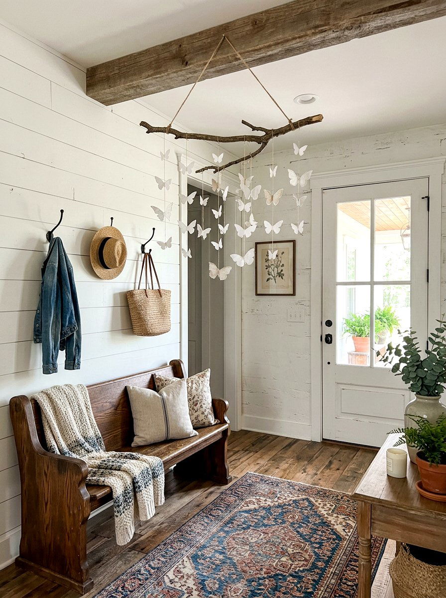 Rustic Branch Butterfly Mobile - 25 Spring Butterfly Mobile Ideas