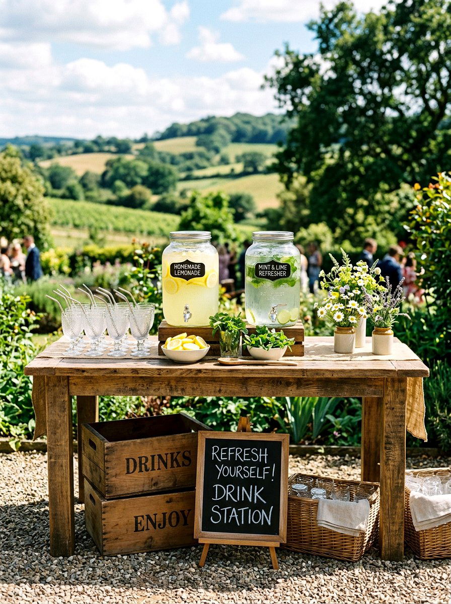 Rustic Drink Station - 25 Spring Outdoor Wedding Decor Ideas
