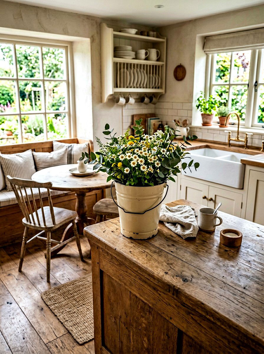 Rustic Enamel Flower Bucket - 25 Spring Flower Bucket Ideas