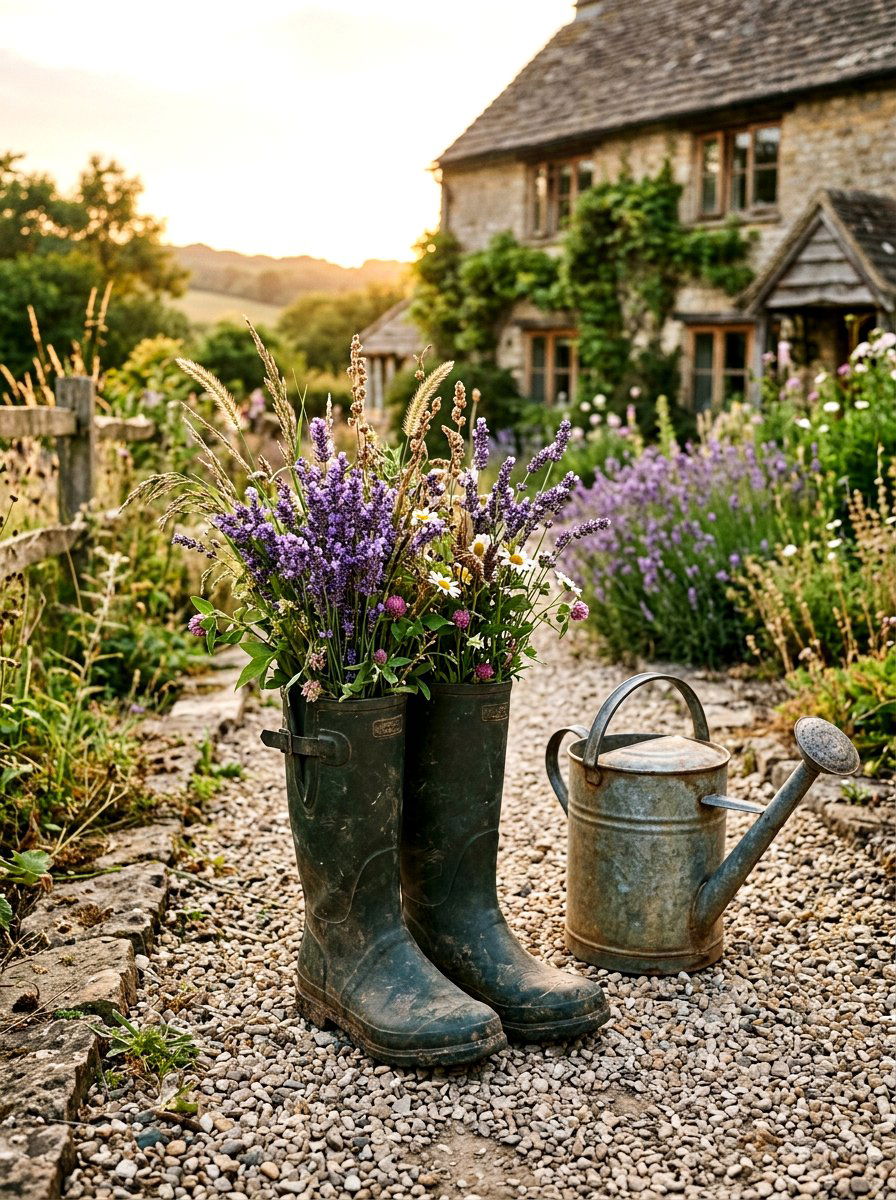 Rustic Farmhouse Boot Decor - 25 Spring Rubber Boot Planter Ideas